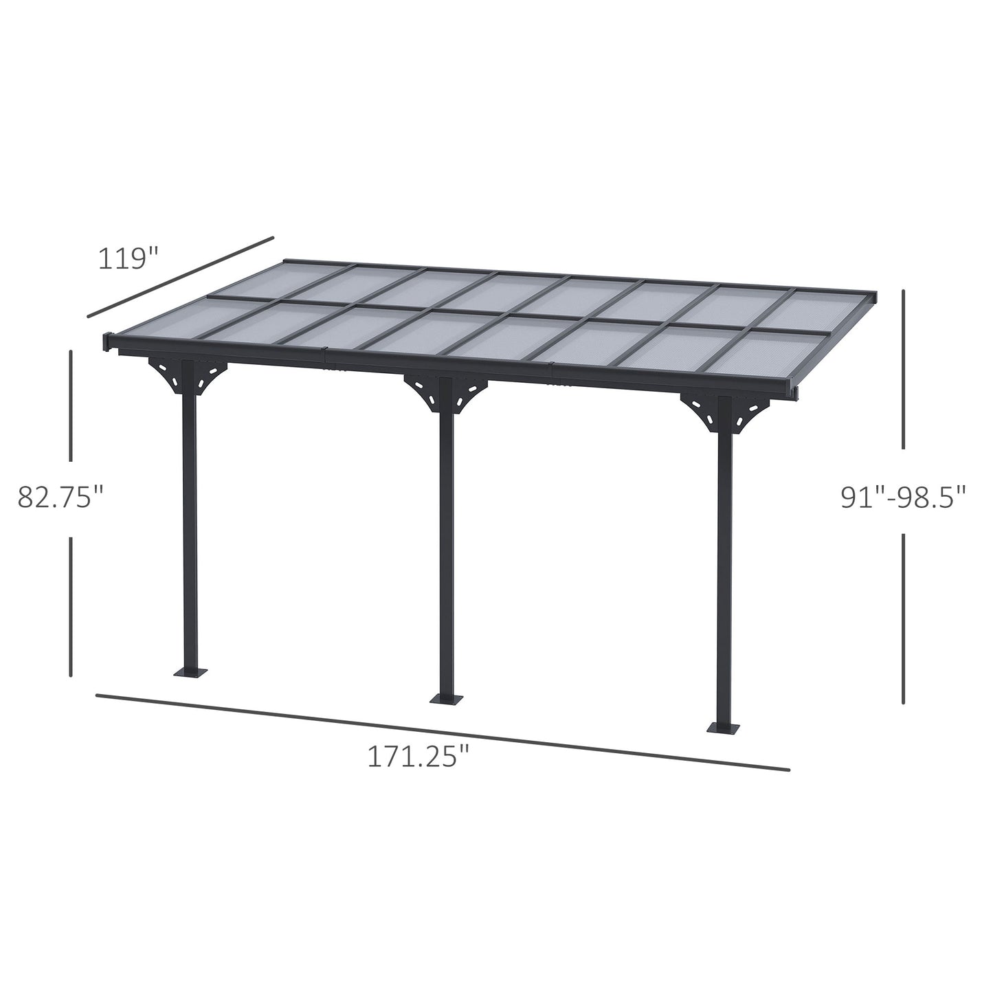 14.5 ft x 10 ft Aluminum Pergola, Gray