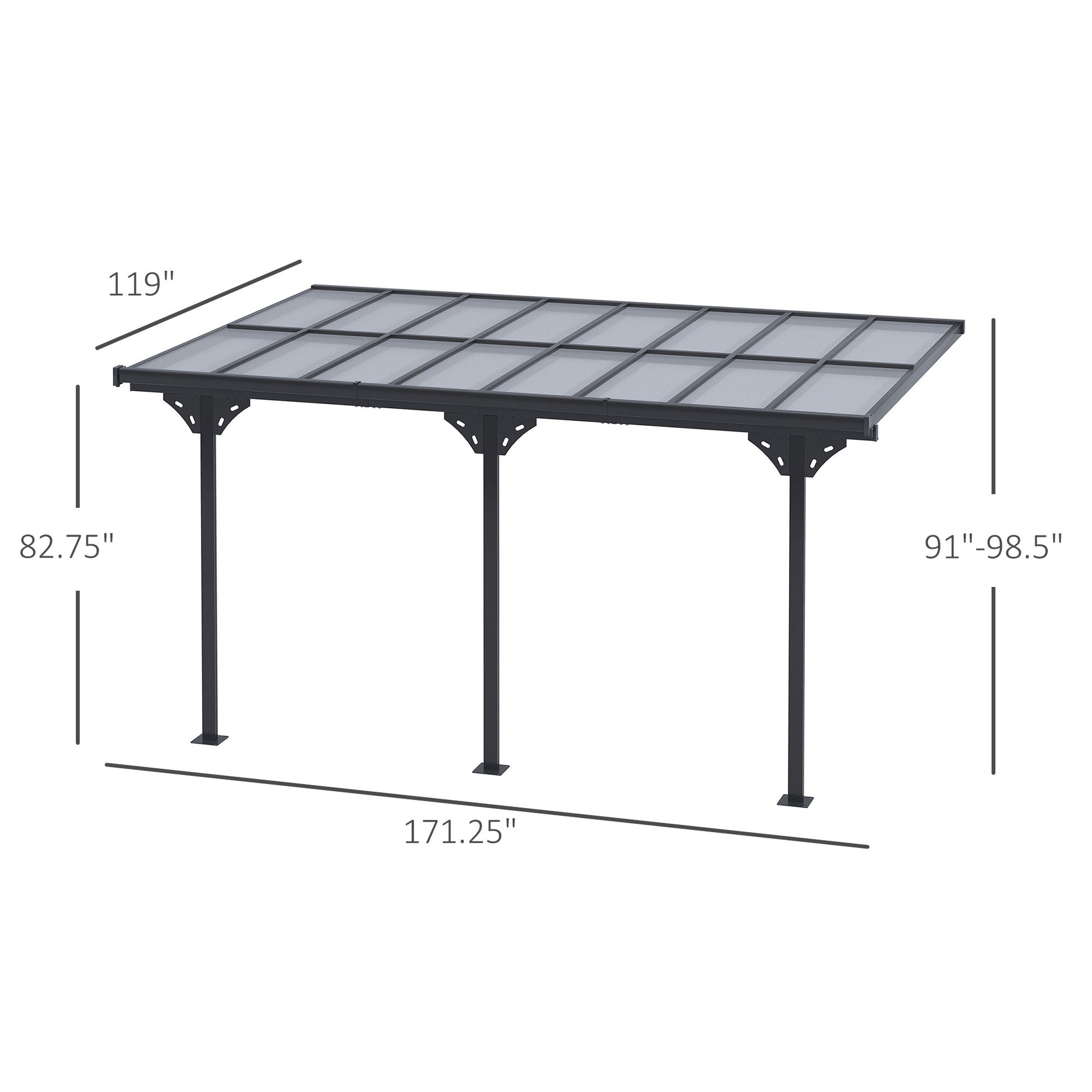14.5 ft x 10 ft Aluminum Pergola, Gray