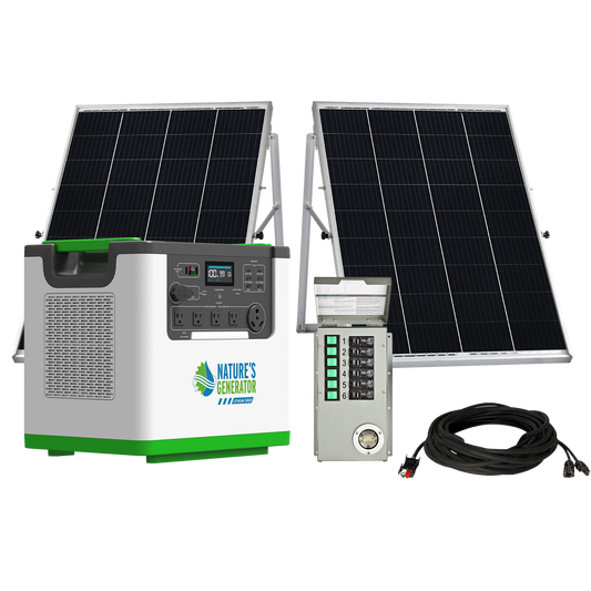 Nature’s Generator L3600 home power backup with solar panels and transfer switch