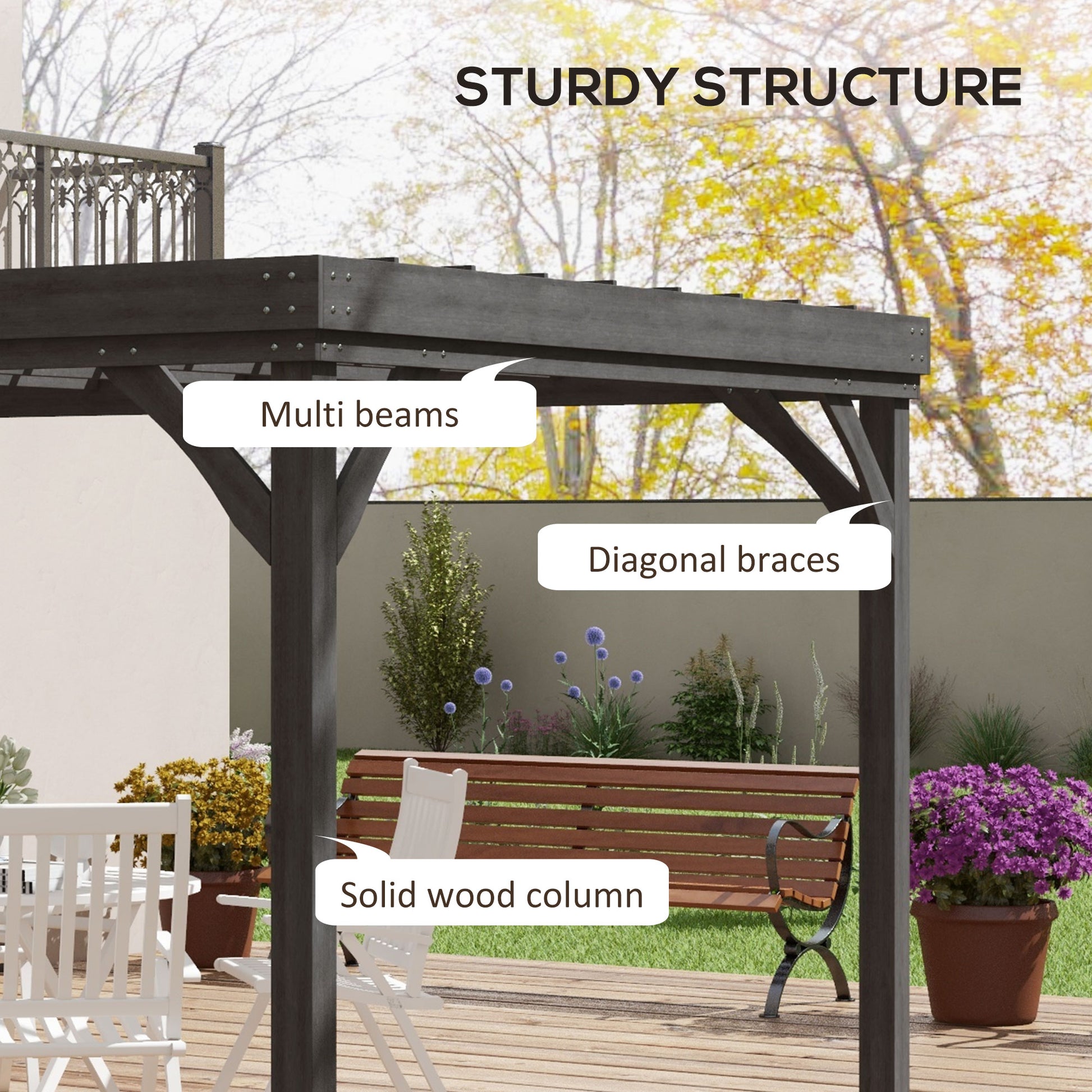 10 ft x 12 ft Wood Gazebo, Gray
