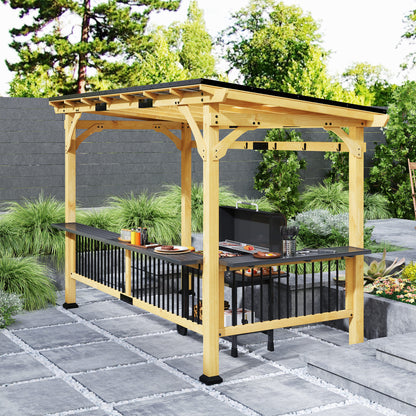 13 ft x 6 ft Metal Gazebo with Shelves, Natural