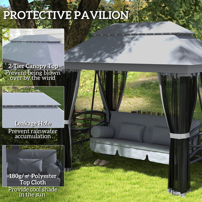 100.80 in x 67.80 in Metal Gazebo with Floor, Gray