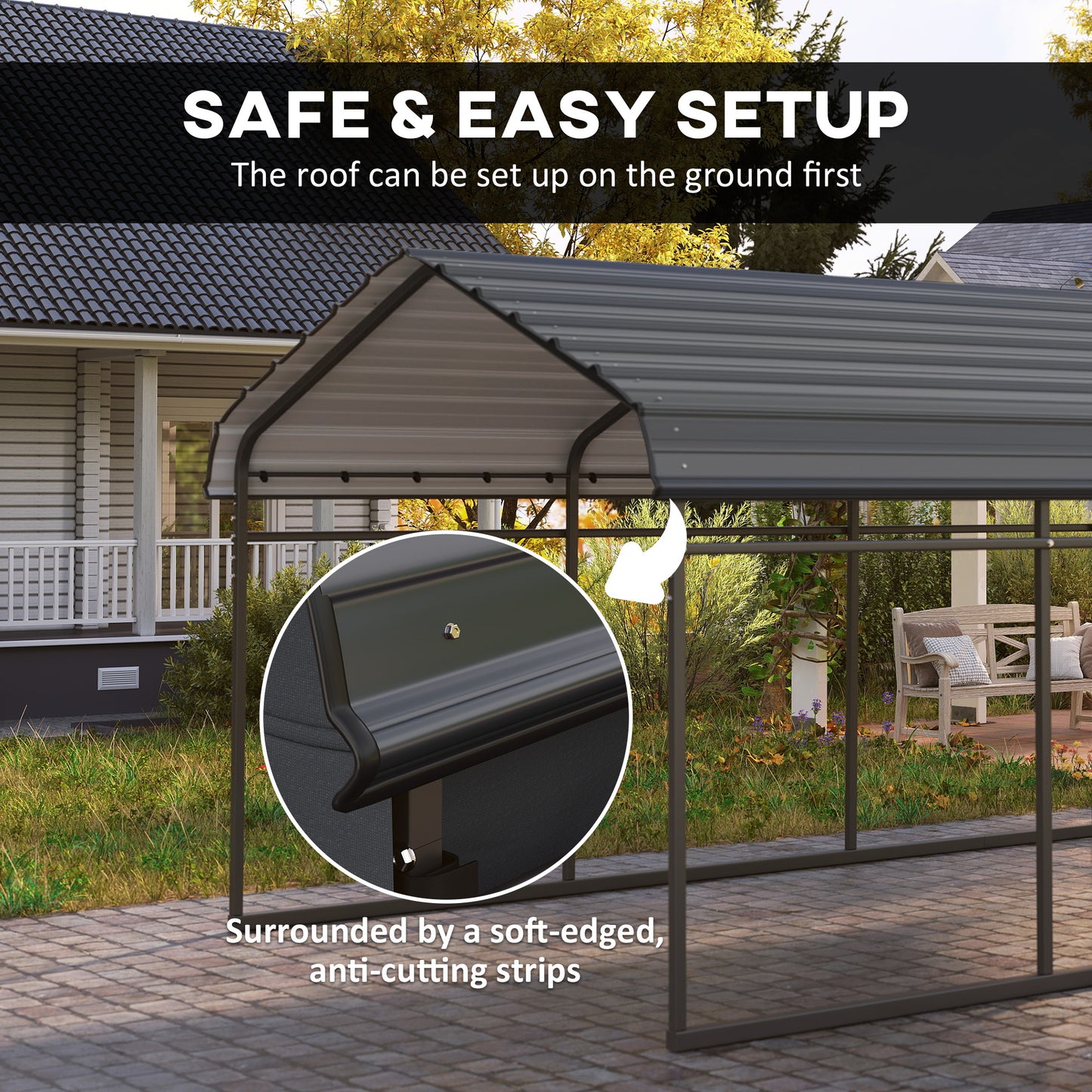 12 ft x 20 ft Plastic Carport, Dark Gray