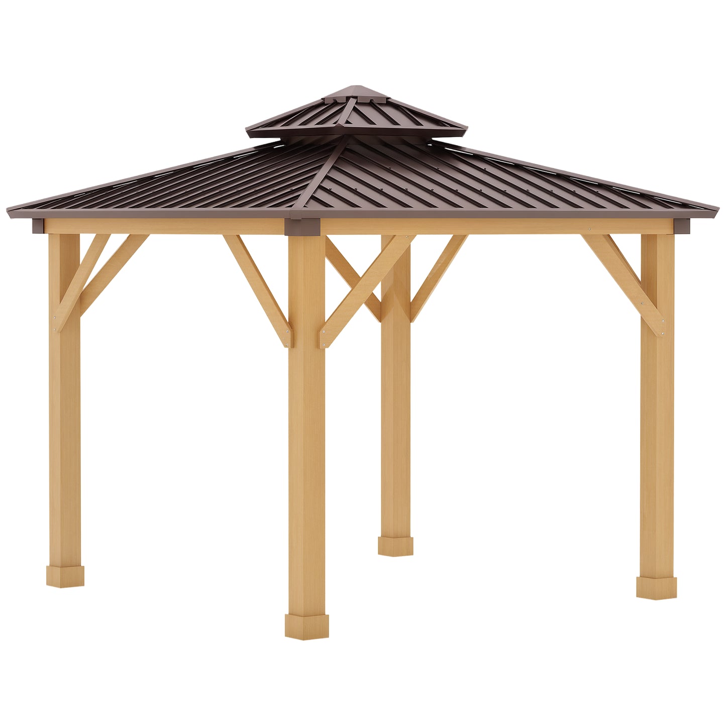 10 ft x 10 ft Metal Gazebo with Floor, Brown