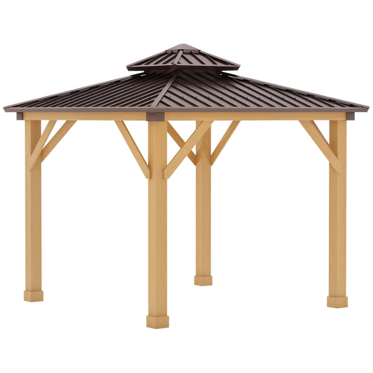 10 ft x 10 ft Metal Gazebo with Floor, Brown