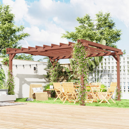 11 ft x 12.5 ft Wood Pergola, Brown
