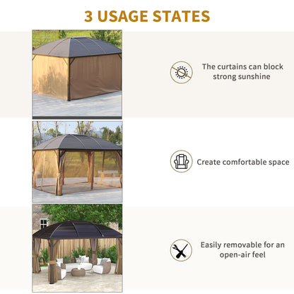 10 ft x 14 ft Aluminum Gazebo, Brown