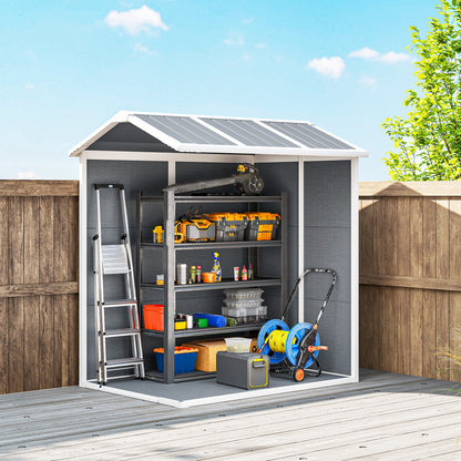 6 ft x 4 ft Plastic Storage Shed with Floor, Gray