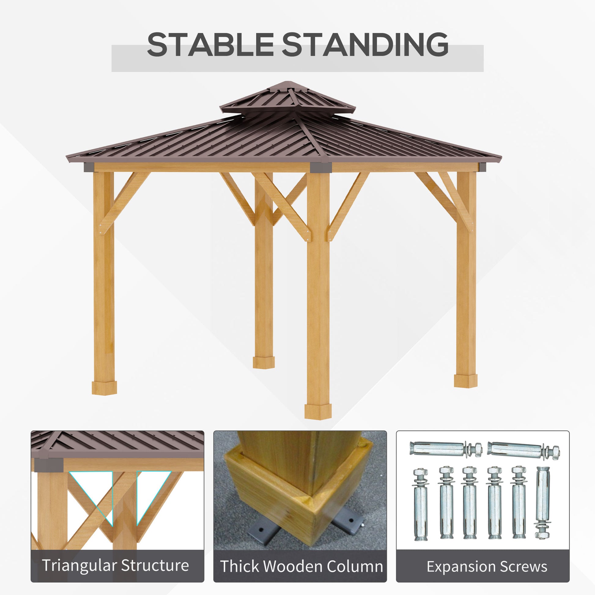 10 ft x 10 ft Metal Gazebo with Floor, Brown