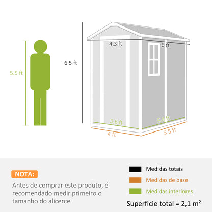 6 ft x 4 ft Plastic Storage Shed with Floor, Gray