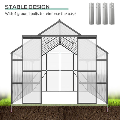 20 ft x 8 ft Polycarbonate Greenhouse with Adjustable Roof Vents, Clear