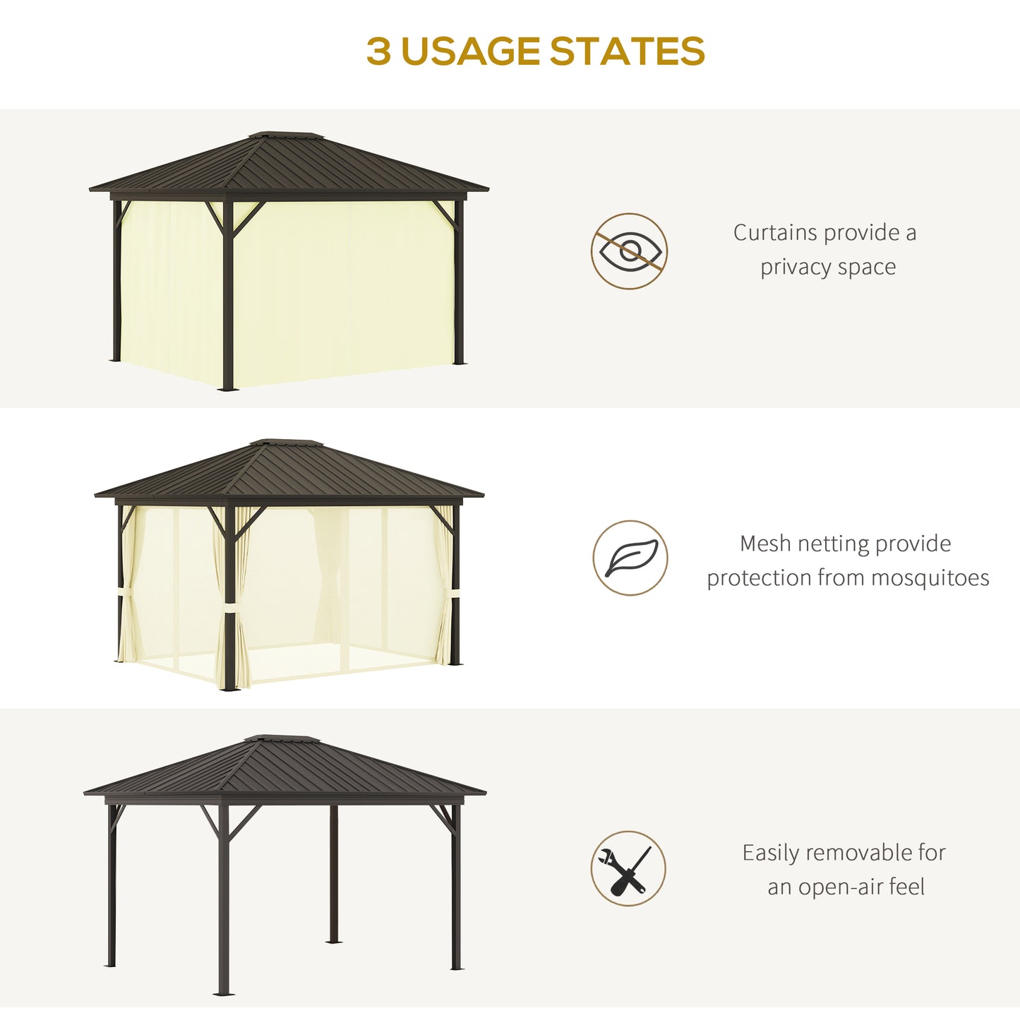 11.9 in x 9.8 in Aluminum Gazebo, Cream White