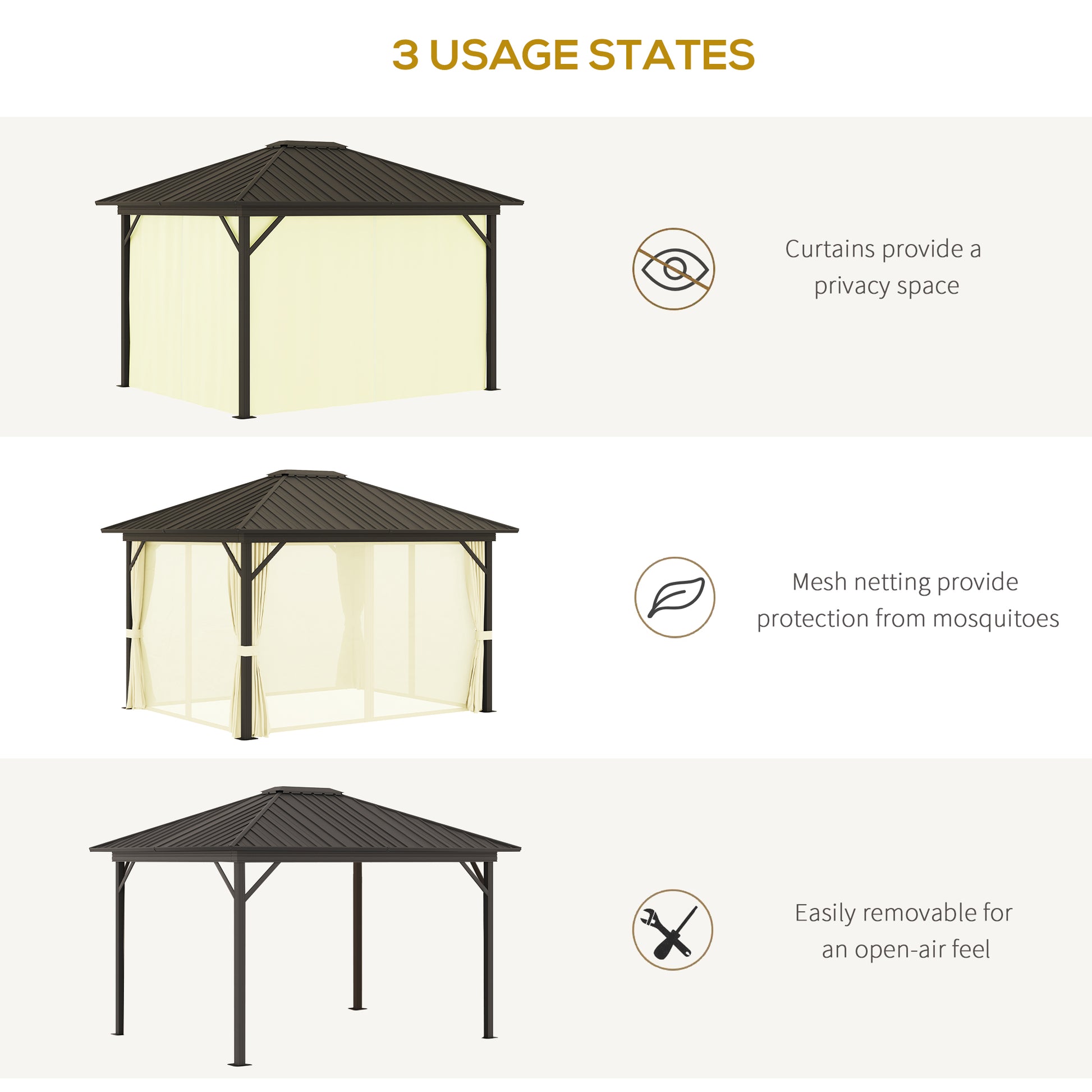 11.9 in x 9.8 in Aluminum Gazebo, Cream White