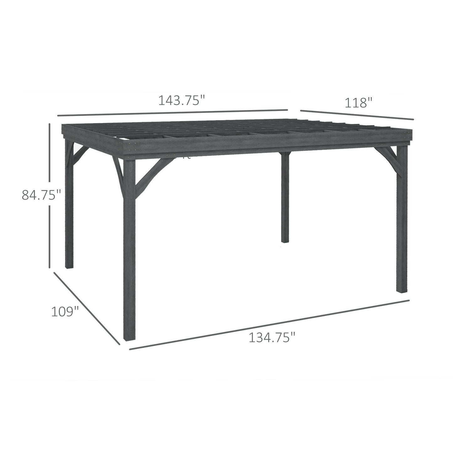 10 ft x 12 ft Wood Gazebo, Gray