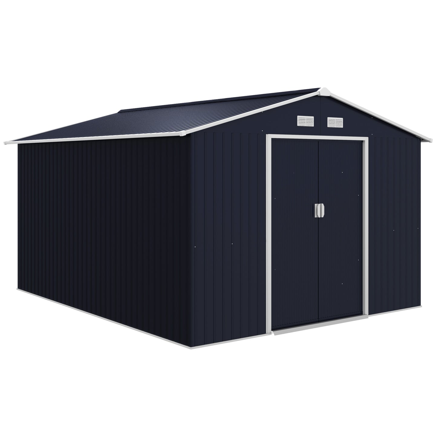 11 ft x 9 ft Metal Storage Shed with Foundation Kit, Dark Gray