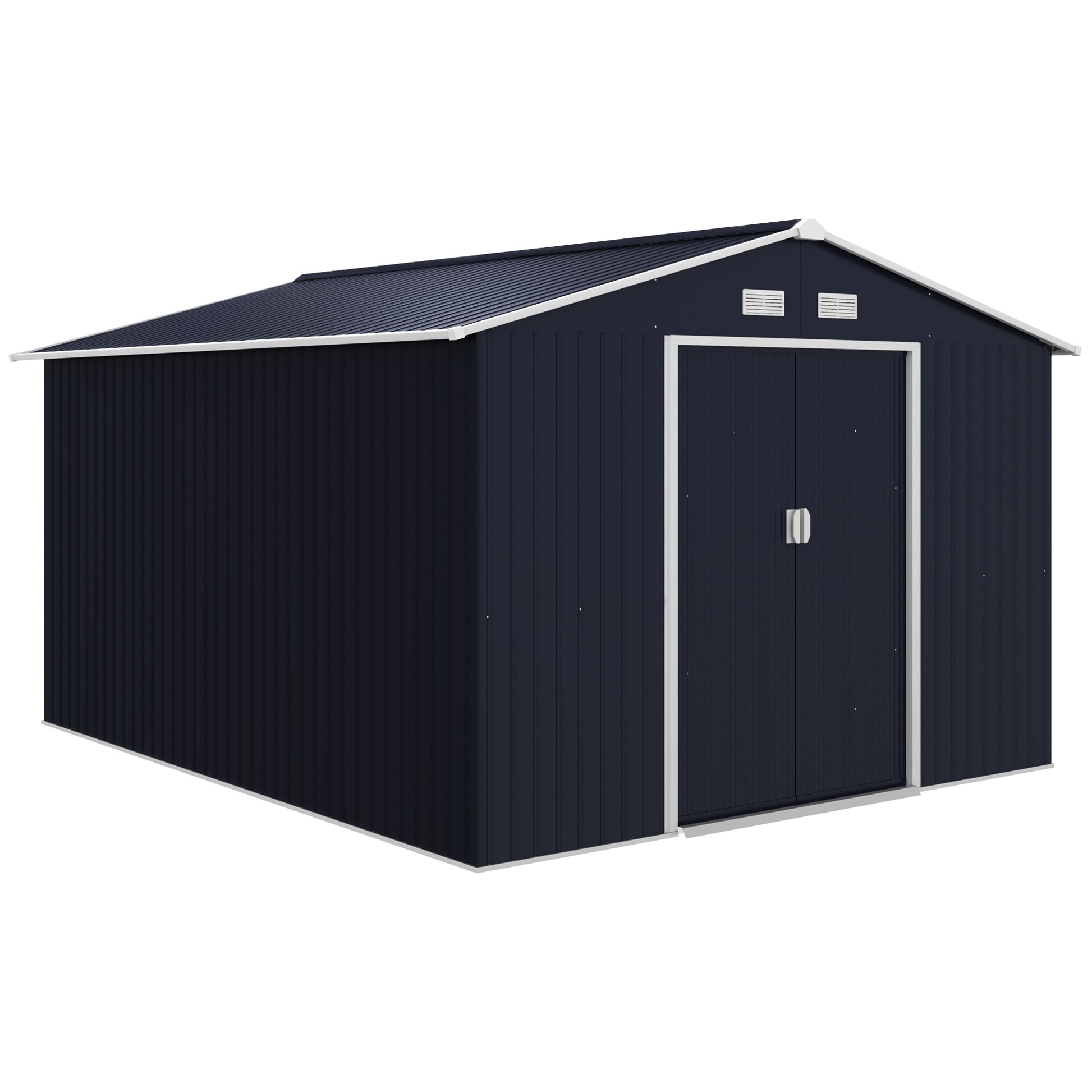11 ft x 9 ft Metal Storage Shed with Foundation Kit, Dark Gray