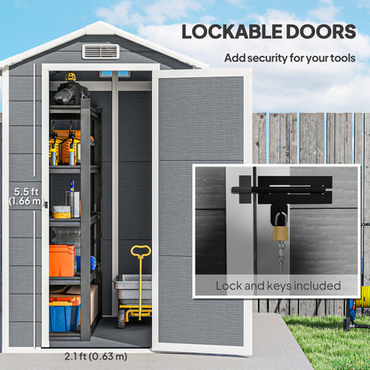 6 ft x 4 ft Plastic Storage Shed with Floor, Gray