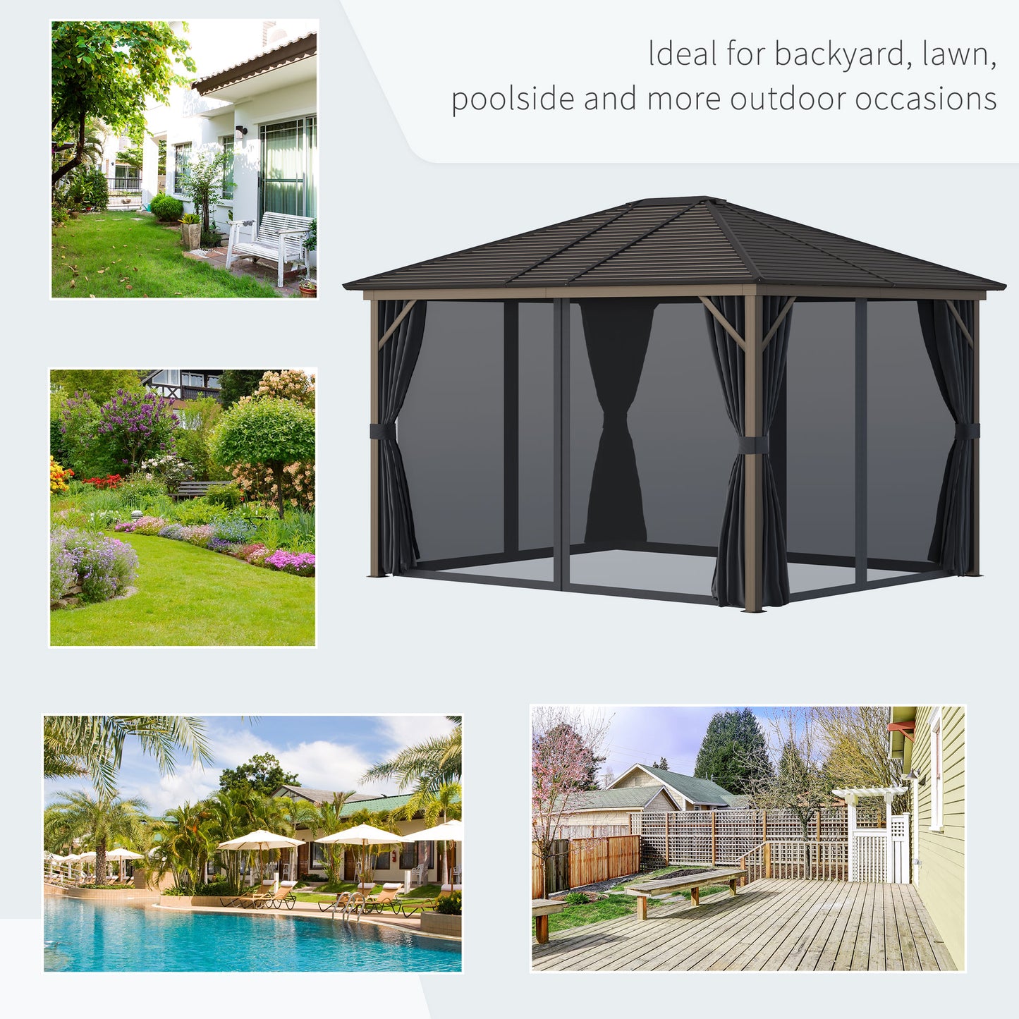 10 ft x 12 ft Aluminum Gazebo, Dark Gray
