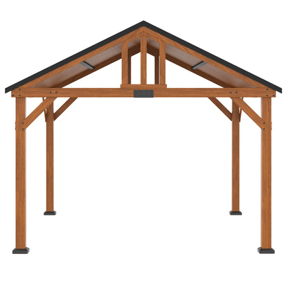 11 ft x 12 ft Wood Gazebo, Brown