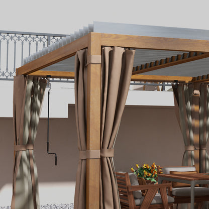 12 ft x 19 ft Aluminum Hardtop Gazebo with Adjustable Height, Natural