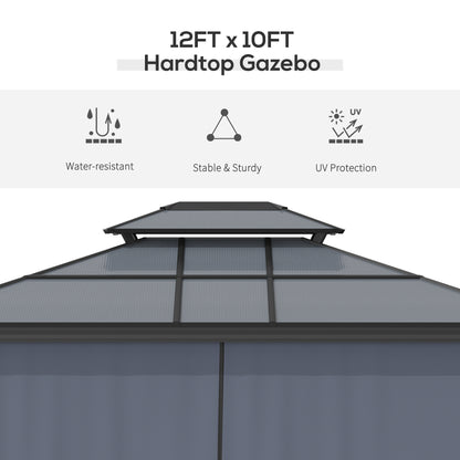 10 ft x 12 ft Aluminum Gazebo with Adjustable Height, Black