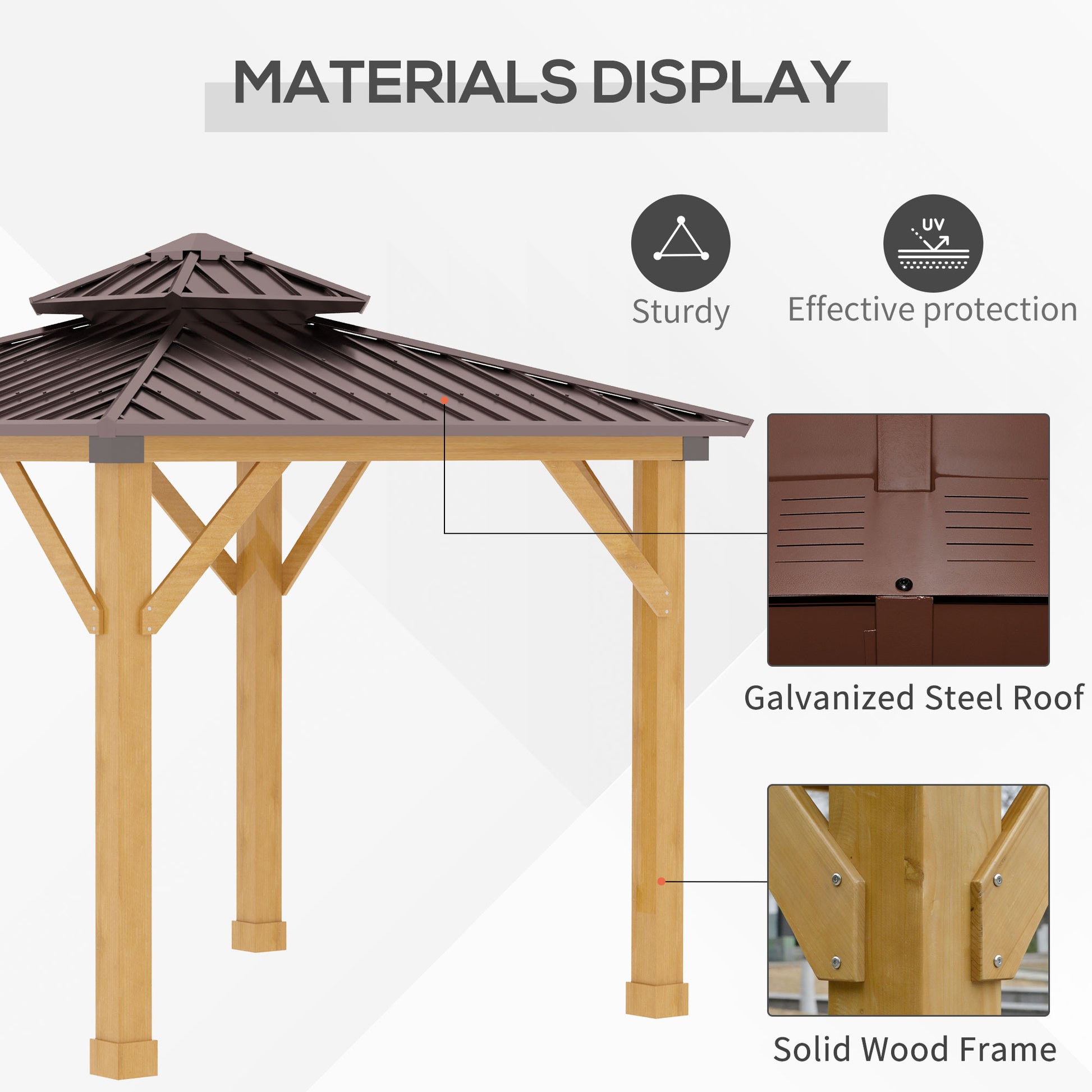 10 ft x 10 ft Metal Gazebo with Floor, Brown
