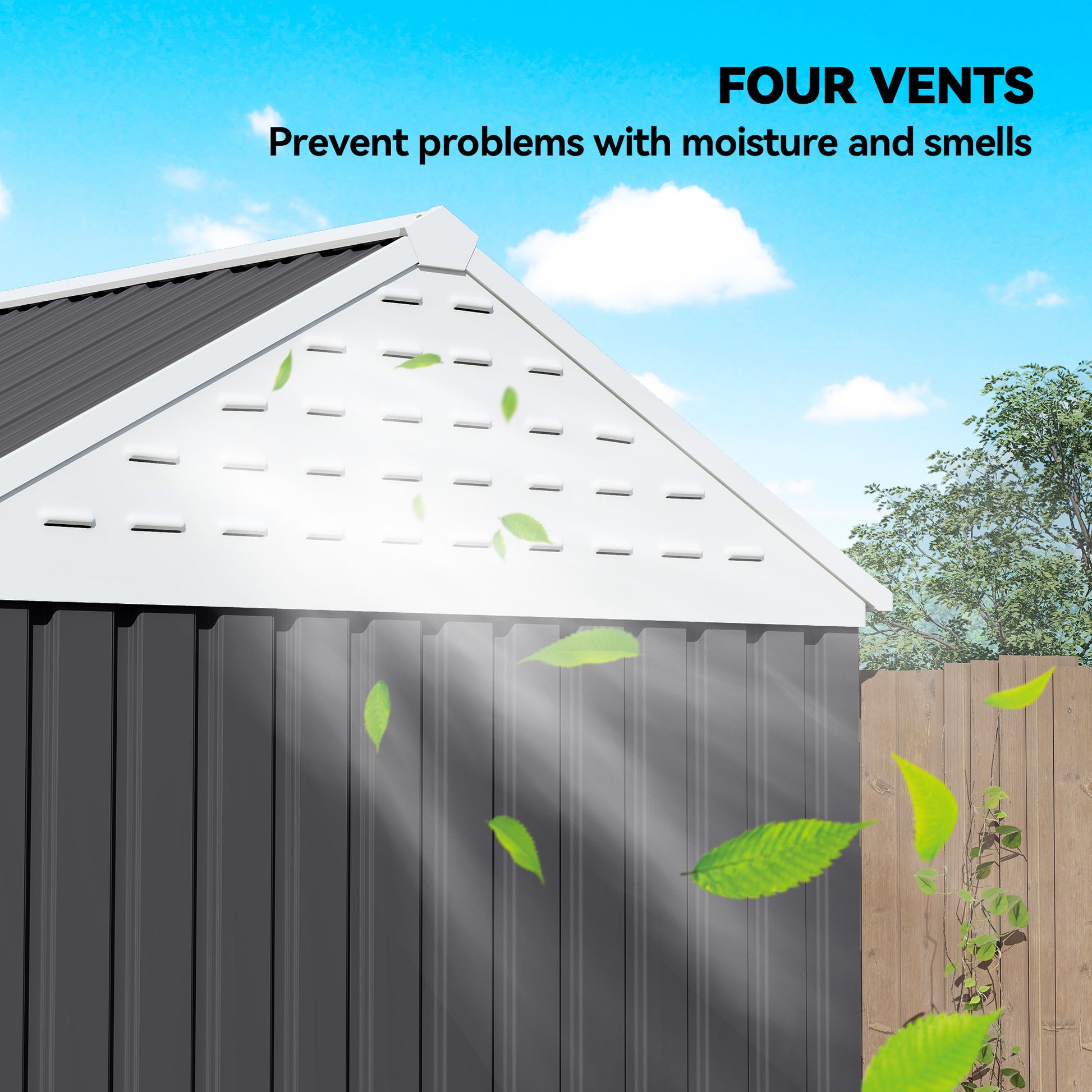 8 ft x 6 ft Metal Storage Shed with Floor, Dark Gray