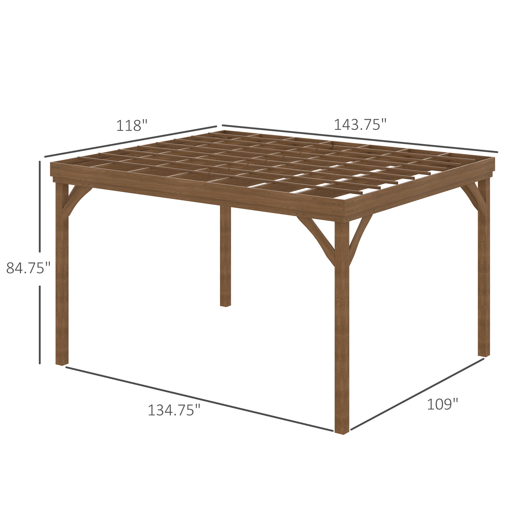 10 ft x 12 ft Wood Gazebo, Brown