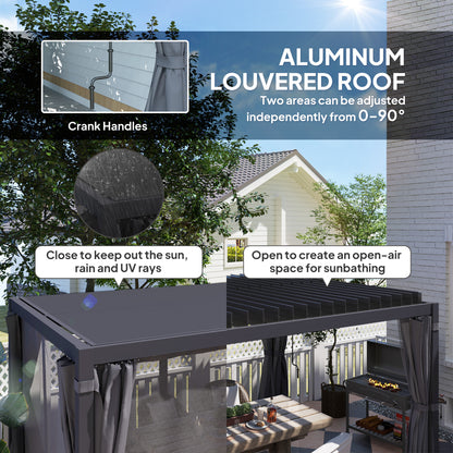 10 ft x 13 ft Aluminum Pergola with Adjustable Height, Dark Gray