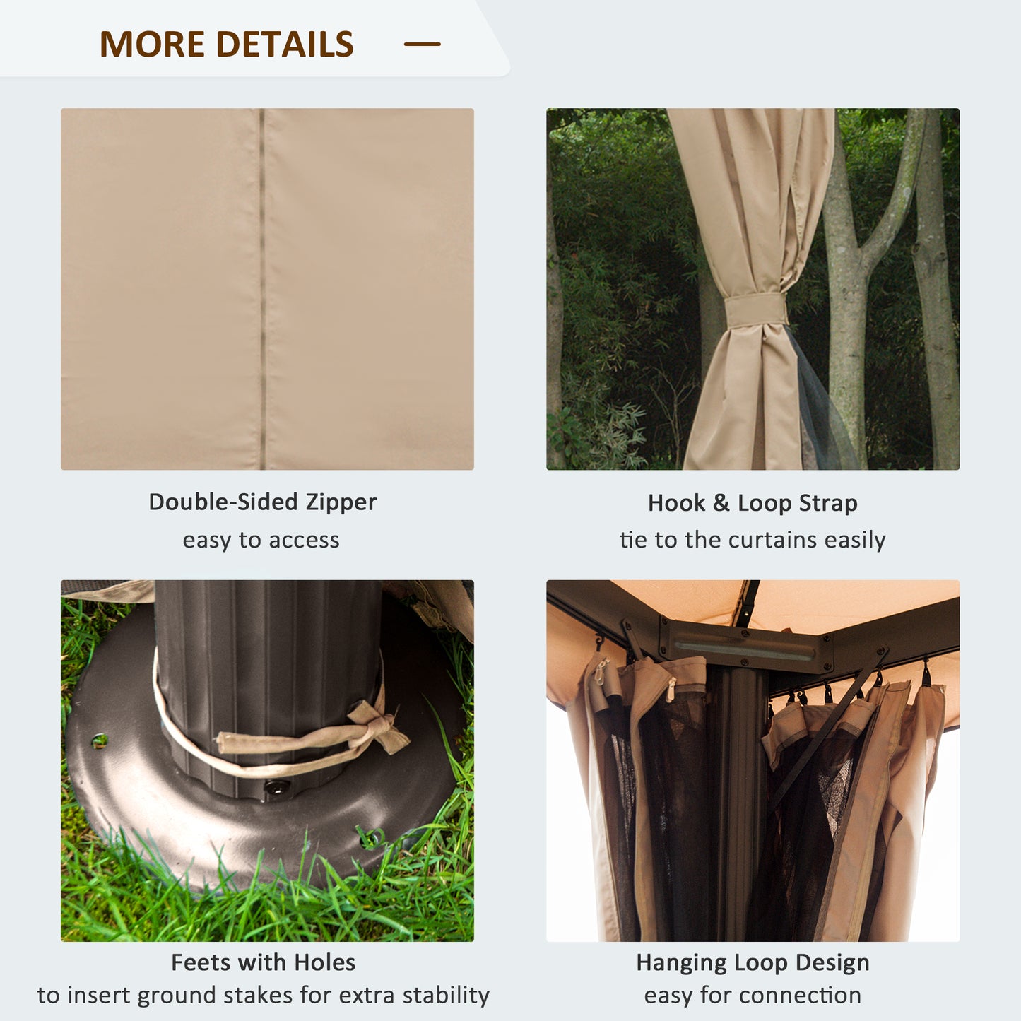 10 ft x 10 ft Aluminum Gazebo, Khaki