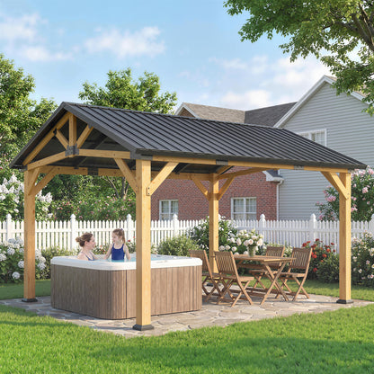 13 ft x 11 ft Metal Gazebo, Black