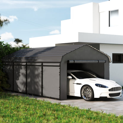 12 ft x 20 ft Plastic Carport, Dark Gray