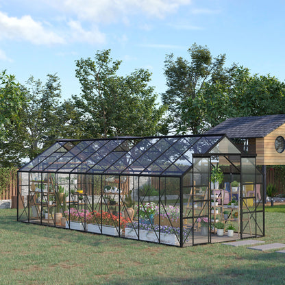 20 ft x 8 ft Polycarbonate Greenhouse with Adjustable Roof Vents, Clear