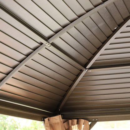 10 ft x 13 ft Aluminum Gazebo, Brown