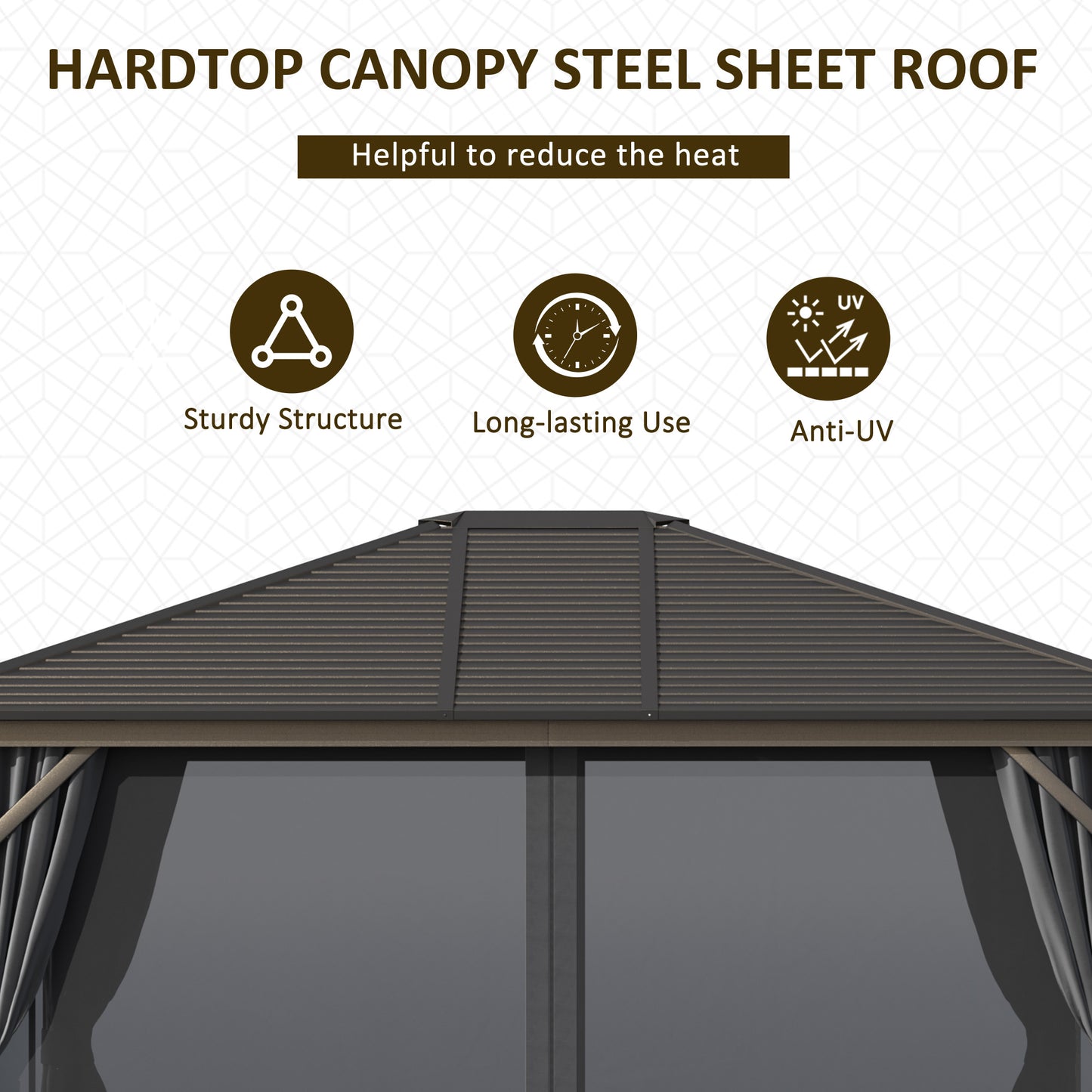 10 ft x 12 ft Aluminum Gazebo, Dark Gray