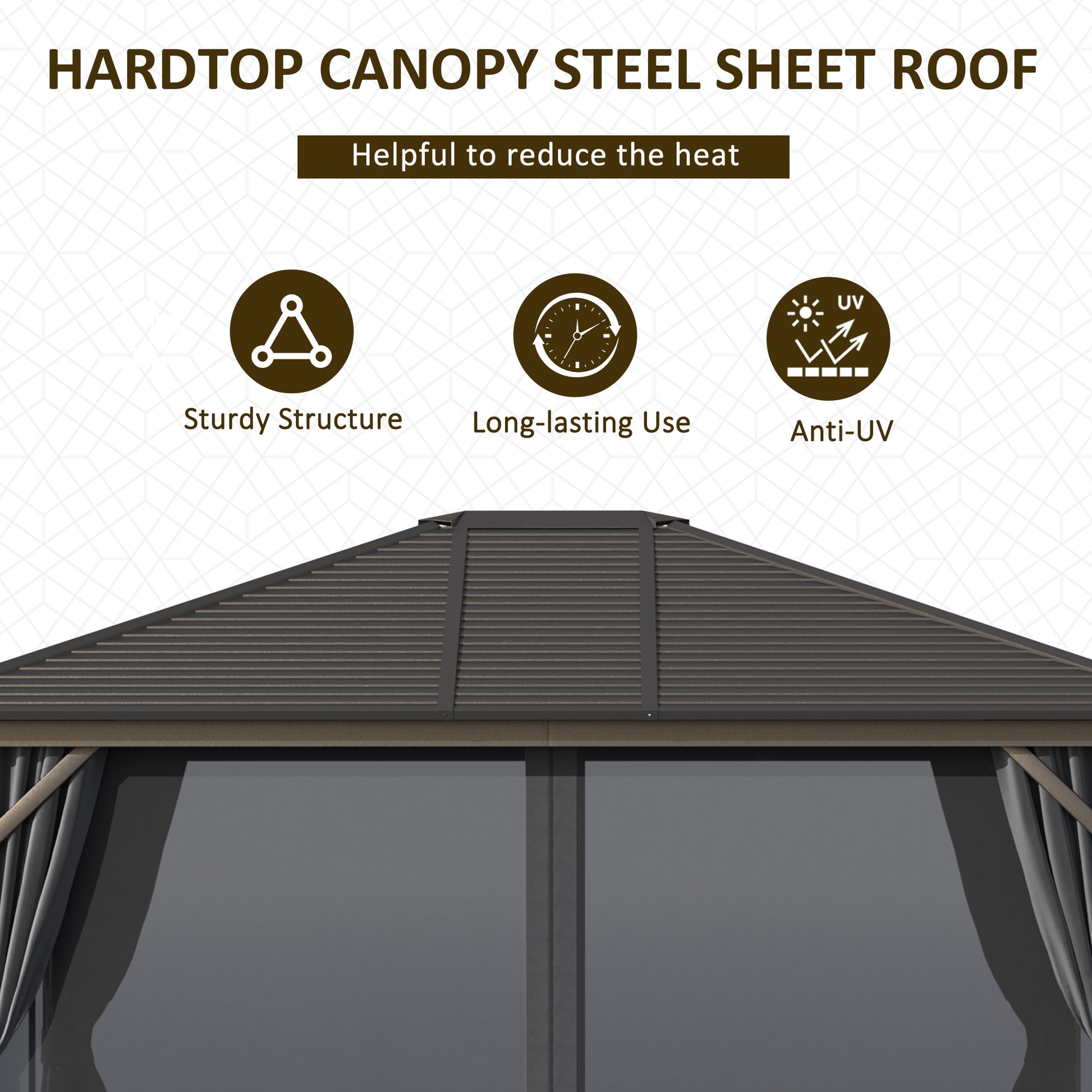 10 ft x 12 ft Aluminum Gazebo, Dark Gray