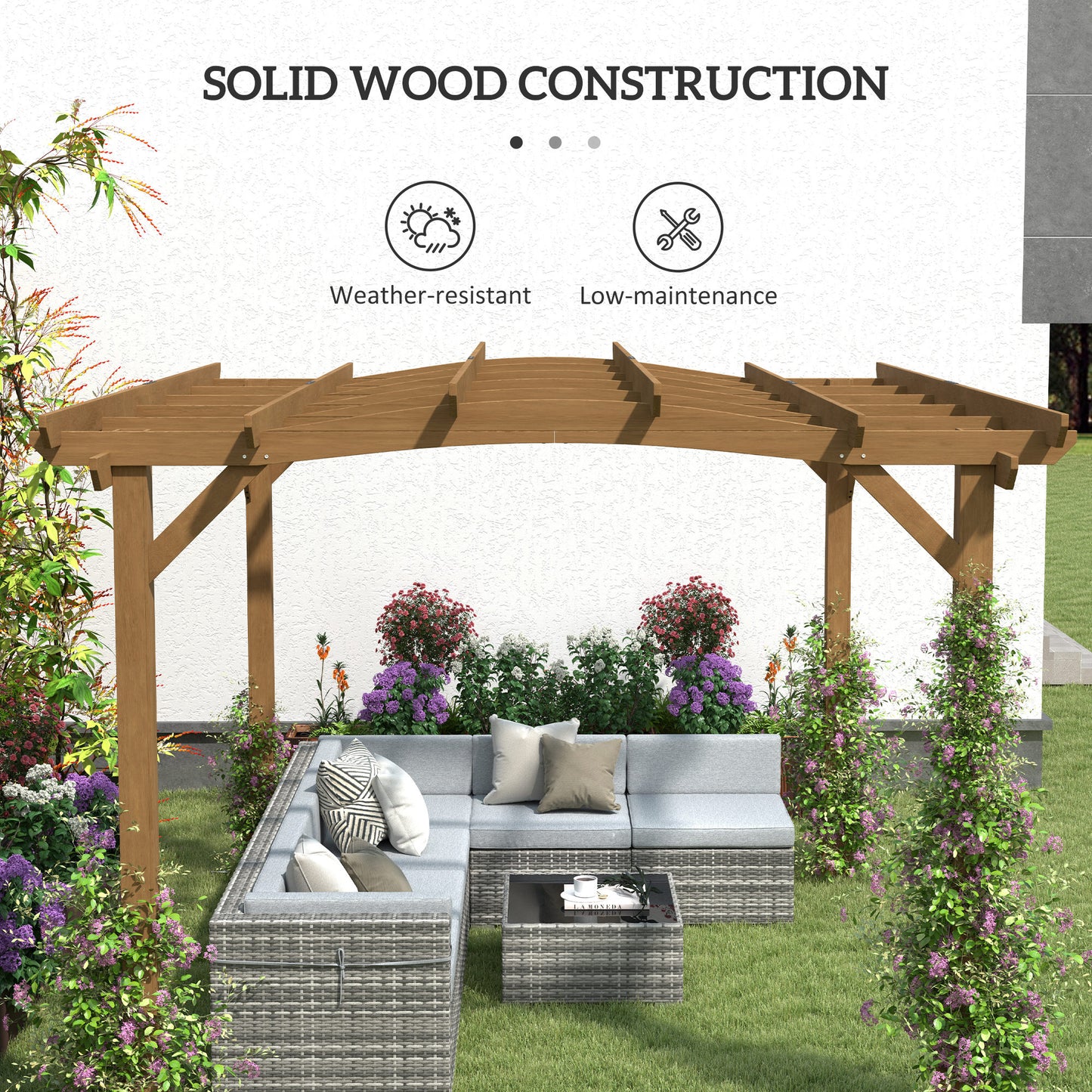10 ft x 12 ft Wood Gazebo, Dark Brown