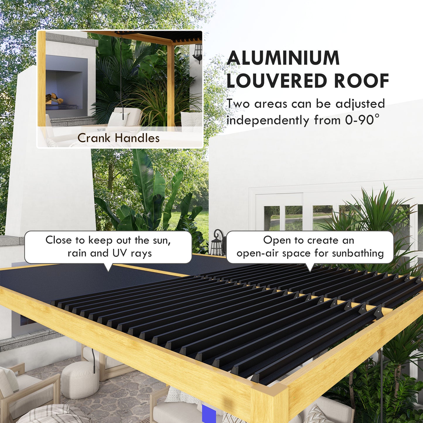 10 ft x 13 ft Aluminum Gazebo with Adjustable Height, Black, Natural