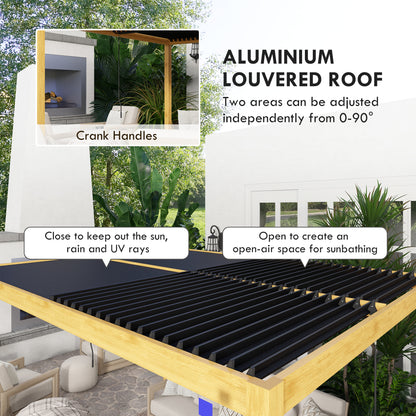 10 ft x 13 ft Aluminum Gazebo with Adjustable Height, Black, Natural