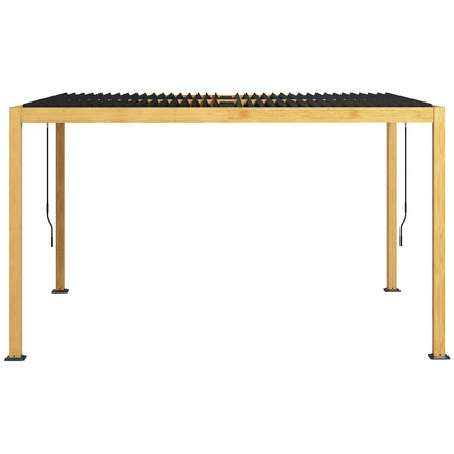 10 ft x 13 ft Aluminum Gazebo with Adjustable Height, Black, Natural