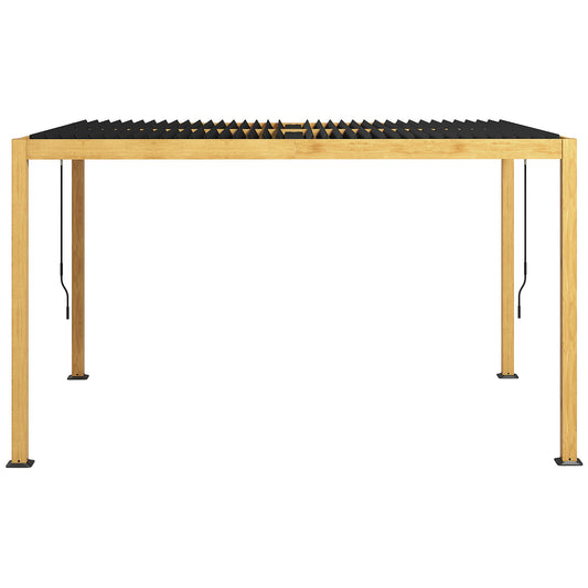 10 ft x 13 ft Aluminum Gazebo with Adjustable Height, Black, Natural