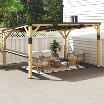 10 ft x 14 ft Metal Gazebo with Shelves, Natural