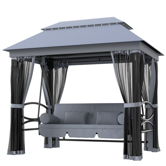 100.80 in x 67.80 in Metal Gazebo with Floor, Gray