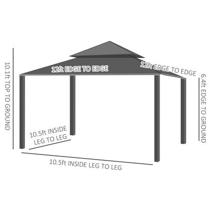 12 ft x 12 ft Aluminum Gazebo, Brown