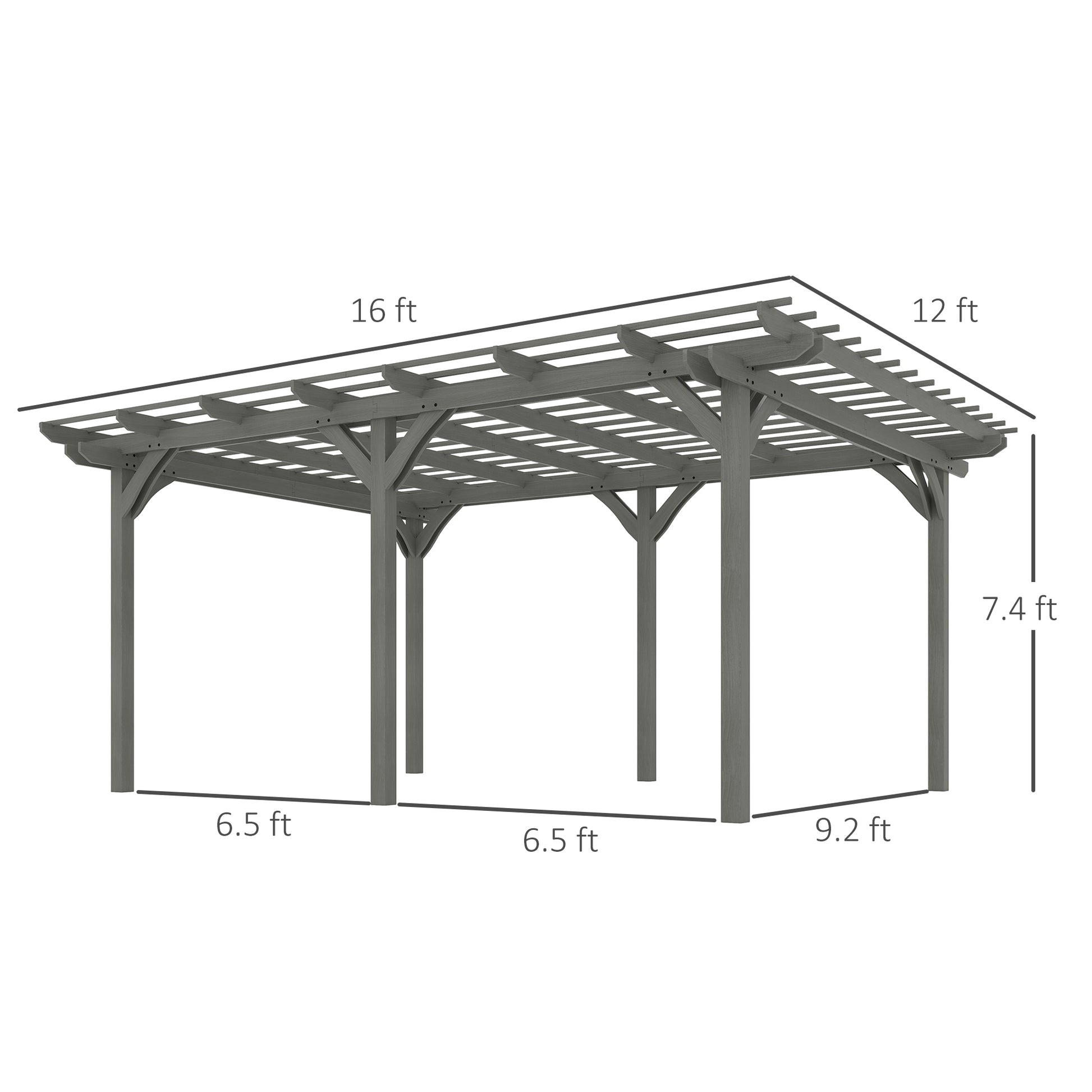 12 ft x 16 ft Wood Gazebo, Gray
