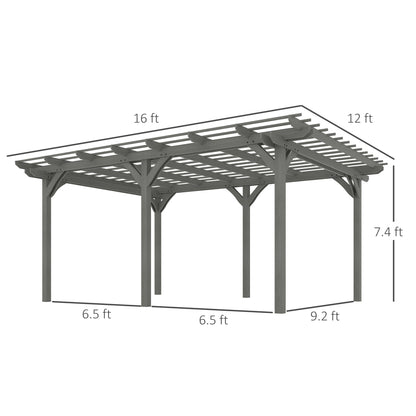 12 ft x 16 ft Wood Gazebo, Gray