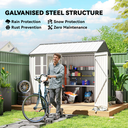 8 ft x 6 ft Metal Storage Shed with Floor, White