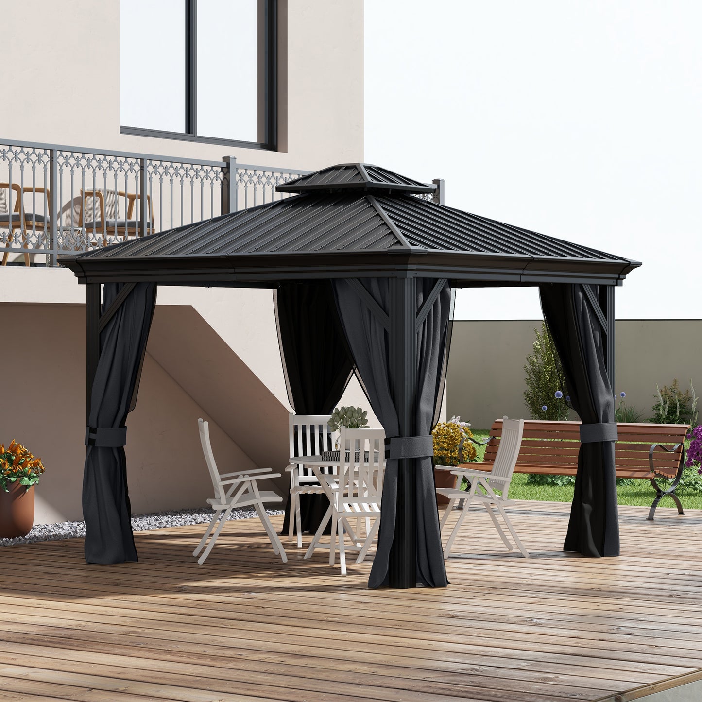 10 ft x 12 ft Aluminum Gazebo, Dark Gray