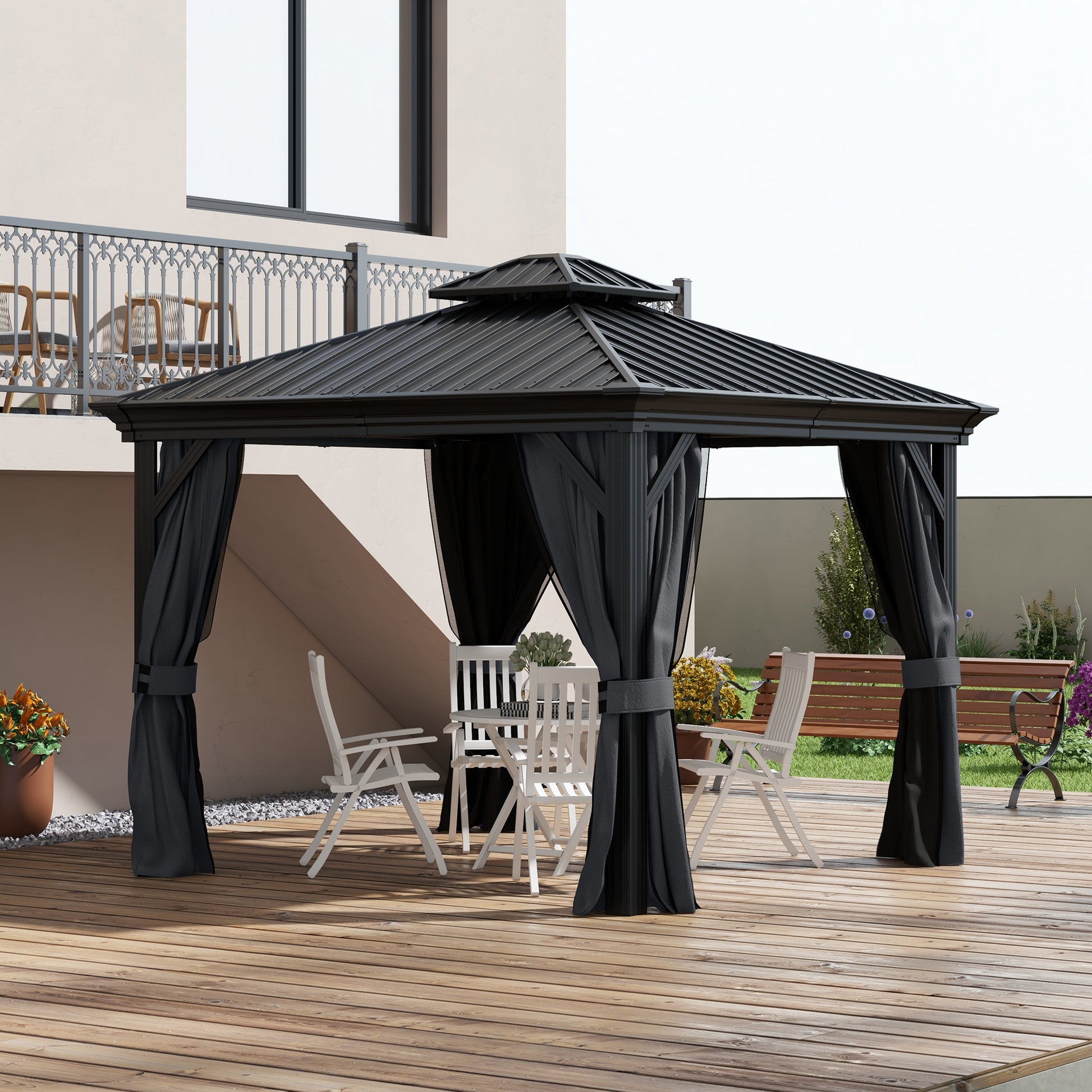 10 ft x 12 ft Aluminum Gazebo, Dark Gray