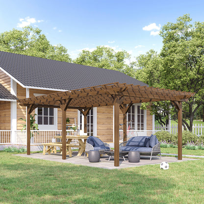 12 ft x 20 ft Wood Gazebo, Brown